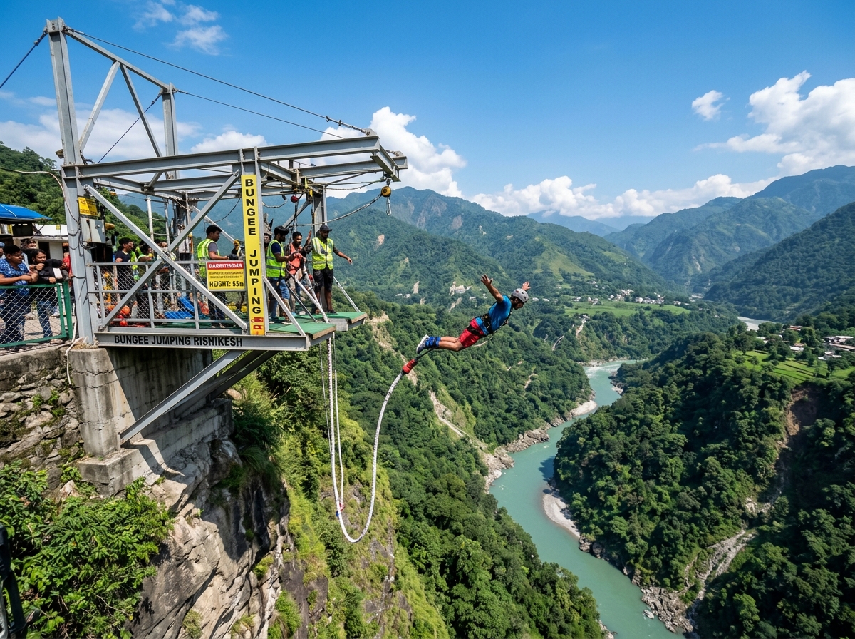 Flying Fox high speed cable fly over Mohanchatti valley in Rishikesh